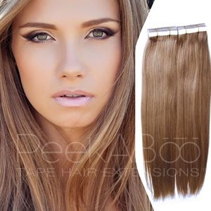 100% REMY Tape In Hair Extensions 20" Sandy Brown